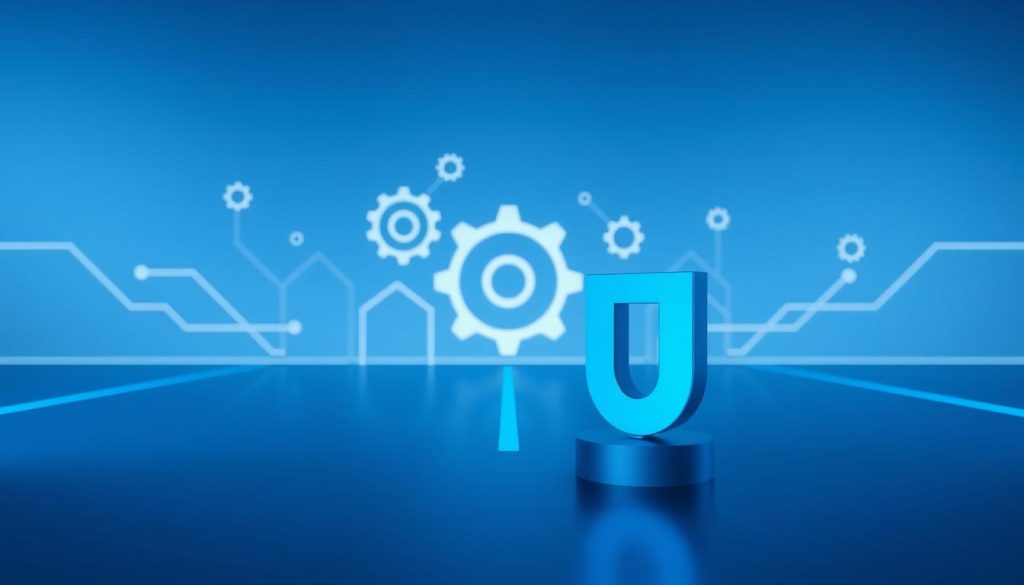 A modern, minimalist rendering of a continuous integration workflow powered by Jenkins. In the foreground, a sleek, metallic Jenkins logo stands prominently, its blue hue symbolizing the reliability and stability of the platform. Behind it, a series of interconnected gears and cogs represent the seamless integration of various development tools, including source control, build automation, and deployment pipelines. The middle ground features clean, geometric shapes and lines, conveying the precision and efficiency of the CI/CD process. In the background, a subtle grid pattern suggests the scalability and flexibility of the Jenkins infrastructure, ready to accommodate projects of all sizes. The overall scene is bathed in a cool, blue-tinted lighting, evoking a sense of professionalism and technological sophistication.
