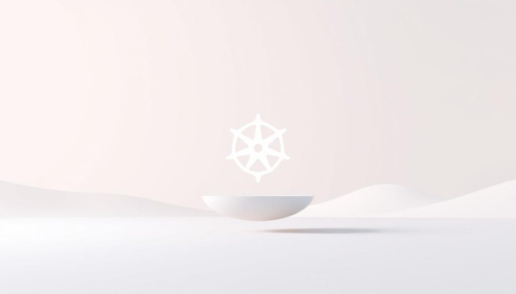 A serene, minimalist scene depicting the core concepts of Kubernetes management. In the foreground, a stylized Kubernetes logo hovers against a soft, gradient background, symbolizing the platform's elegance and power. In the middle ground, dynamic shapes and lines suggest the flow of containerized applications, with subtle references to resource allocation and scaling. The background features a clean, geometric landscape, hinting at the structured, organized nature of Kubernetes orchestration. The lighting is soft and diffused, creating a calming, contemplative atmosphere. The overall composition conveys the balance, control, and efficiency at the heart of effective Kubernetes management.