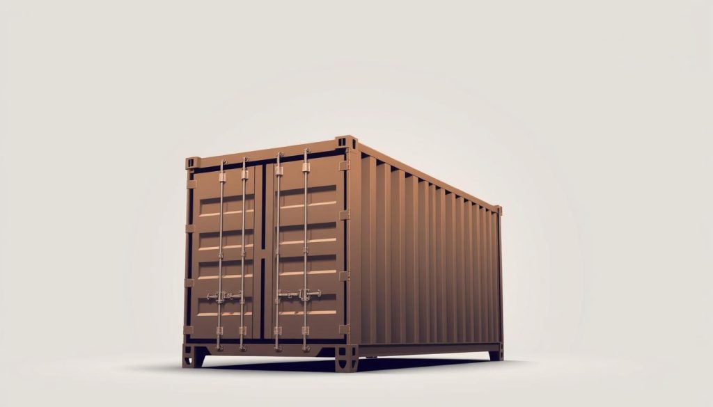 A sophisticated and minimalist illustration of a container, showcasing its sleek design and versatility. The container stands prominently in the foreground, rendered in a muted yet striking palette that highlights its robust construction and sharp edges. The background is a simple gradient, allowing the container to take center stage and convey a sense of efficiency and practicality. The lighting is crisp and directional, casting subtle shadows that accentuate the container's form and dimensions. The overall composition evokes a sense of order, functionality, and the streamlined nature of containerized computing.