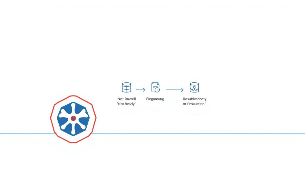 A technical illustration of a Kubernetes node in the "Not Ready" state, showcasing the steps to resolve the issue. Depicted in a clean, minimalist style with a light, muted color palette. The foreground features a stylized Kubernetes node icon surrounded by a red outline, representing the "Not Ready" status. The middle ground displays a step-by-step troubleshooting process, with icons and simple annotations guiding the viewer through the resolution workflow. The background is a subtle, textured gradient, providing a sense of depth and professionalism. The overall scene conveys a calm, informative atmosphere, suitable for an educational article on Kubernetes node management.