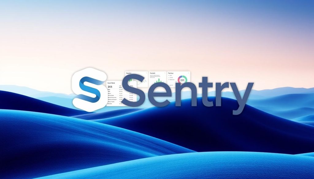 A vibrant digital landscape featuring a sleek and modern dashboard interface for Sentry, a leading error monitoring and reporting platform. The foreground showcases the Sentry logo prominently displayed, surrounded by a clean, minimalist design with intuitive data visualizations and interactive controls. In the middle ground, a series of error reports and analytics are presented, providing a comprehensive view of the application's health and performance. The background features a subtle gradient or atmospheric effect, creating a sense of depth and professionalism. The overall aesthetic conveys a powerful yet user-friendly tool for effortlessly managing and resolving software issues.