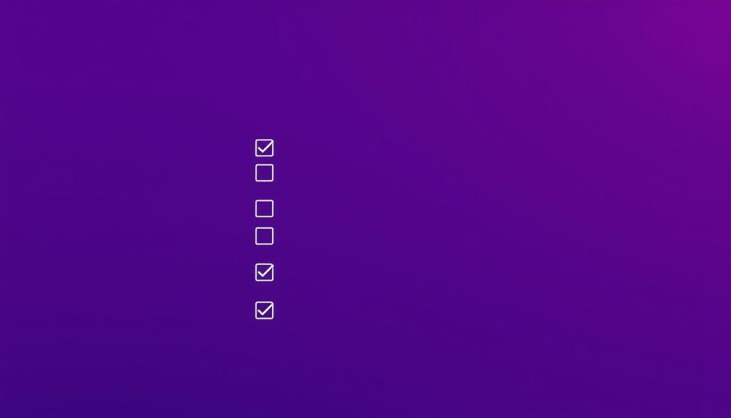 A clean, minimalist checklist against a backdrop of deep royal purple (#7955a3). Sleek, modern icons represent common webhook troubleshooting steps, arranged in a grid layout. Crisp, high-resolution rendering with a subtle soft focus effect, creating a sense of professionalism and focus. Warm, directional lighting casts gentle shadows, guiding the viewer's eye through the composition. The overall mood is one of efficiency, organization, and problem-solving.
