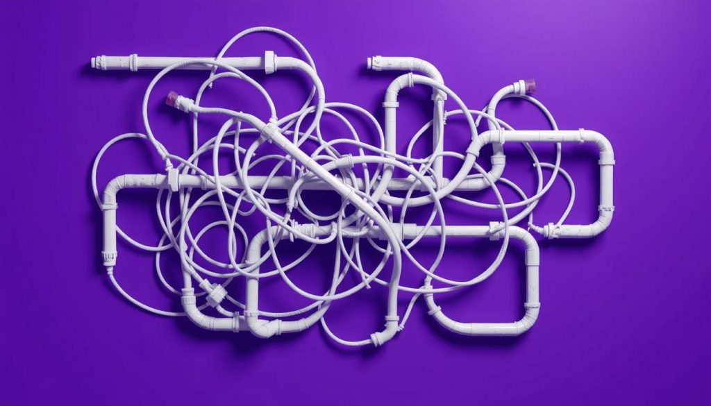 A complex Pipeline system, symbolized by a tangled web of pipes and tubes, lies against a backdrop of a Royal Purple hue (#7955a3). The pipes intersect and converge, representing the intricate interconnections and dependencies within the system. Subtle shadows and highlights accentuate the three-dimensional nature of the pipes, creating a sense of depth and technical complexity. The overall image conveys the challenges and intricacies involved in troubleshooting and resolving resource-related issues within a Pipeline configuration. A complex Pipeline system, symbolized by a tangled web of pipes and tubes, lies against a backdrop of a Royal Purple hue (#7955a3). The pipes intersect and converge, representing the intricate interconnections and dependencies within the system. Subtle shadows and highlights accentuate the three-dimensional nature of the pipes, creating a sense of depth and technical complexity. The overall image conveys the challenges and intricacies involved in troubleshooting and resolving resource-related issues within a Pipeline configuration.