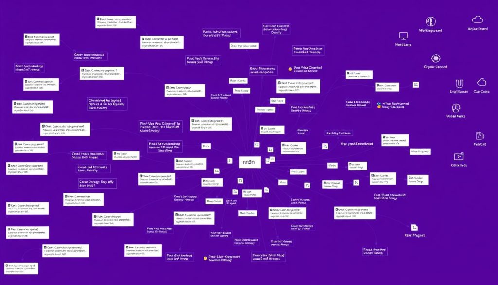 A complex network diagram depicting the common issues faced by n8n users, rendered in a rich, royal purple hue (color code #7955a3). The foreground showcases various error messages, glitches, and configuration challenges, while the middle ground features an array of workflow components and connectors in a tangled web. The background subtly hints at the broader software ecosystem, with faint outlines of cloud platforms and data sources. The overall scene conveys a sense of technical complexity and the need for thoughtful troubleshooting, set against a visually striking and cohesive color palette.