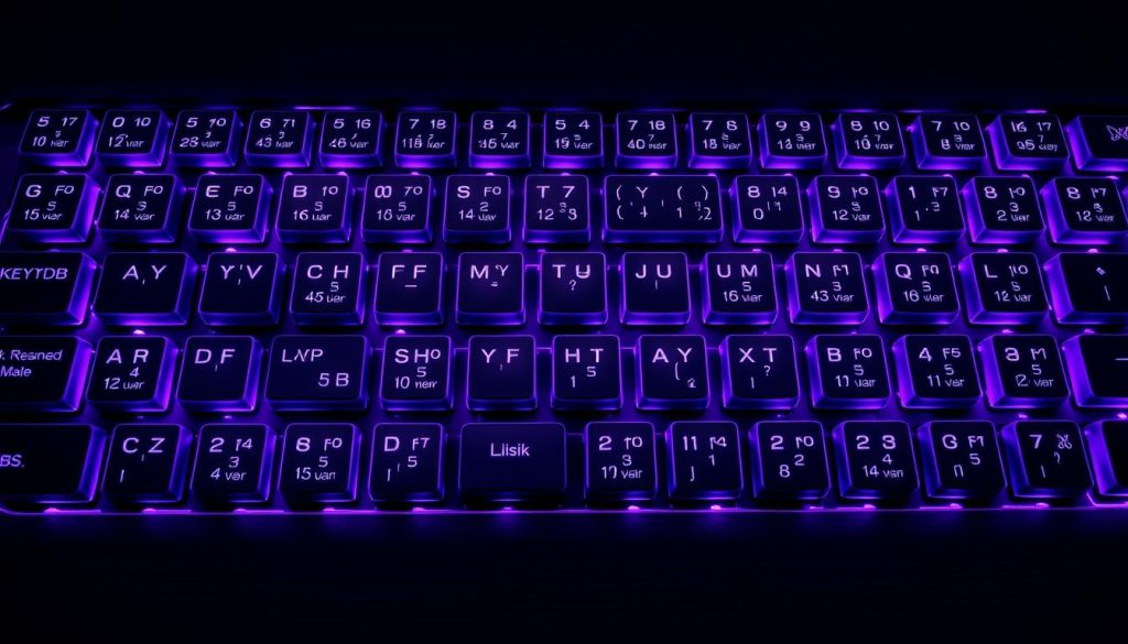 A vast, intricate keypad illuminated by a soft, regal purple glow fills the frame, each button adorned with complex KeyDB commands rendered in a sleek, modern font. The keypad is set against a subtly textured backdrop, evoking the clean, minimalist aesthetic of a high-tech development environment. Dramatic lighting casts dramatic shadows, creating a sense of depth and dimensionality. The overall composition conveys the power and versatility of the KeyDB data structure, ready to be wielded by skilled developers.