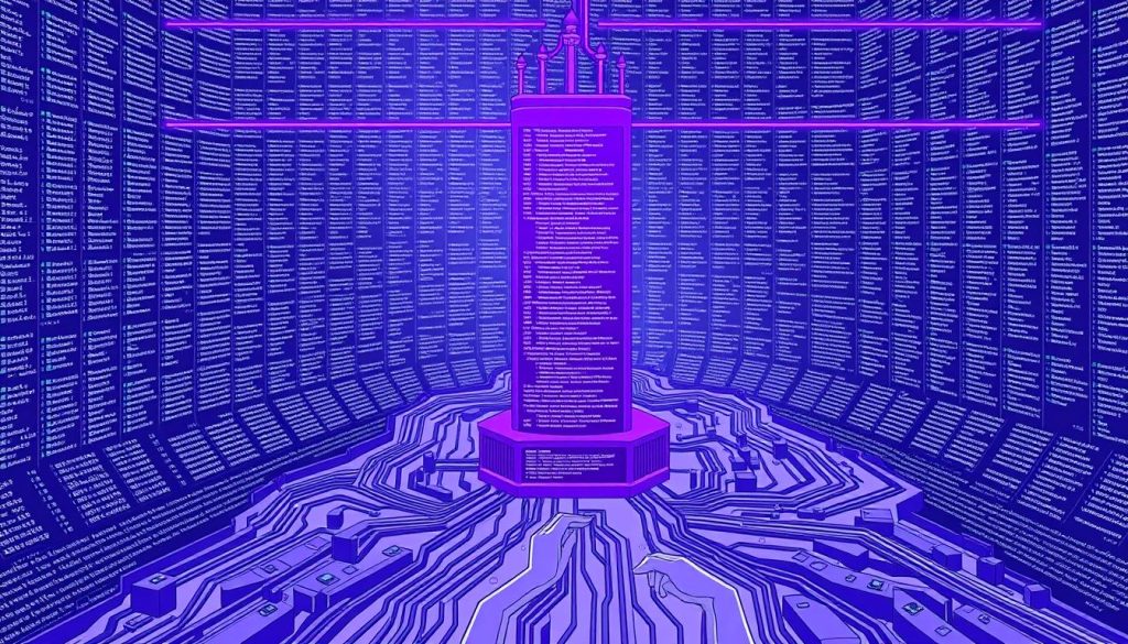 A vast, open-source codebase unfolds, its intricate web of directories and files meticulously organized. In the center, a towering version control system stands, its interface bathed in a regal, royal purple hue (color code #7955a3). Surrounding it, a team of developers collaborate, their hands deftly navigating the command line, seamlessly integrating their contributions. The scene exudes a sense of order and precision, with clean lines, sharp angles, and a calm, focused atmosphere, capturing the essence of infrastructure as code and the importance of version control in maintaining a stable, well-managed system.