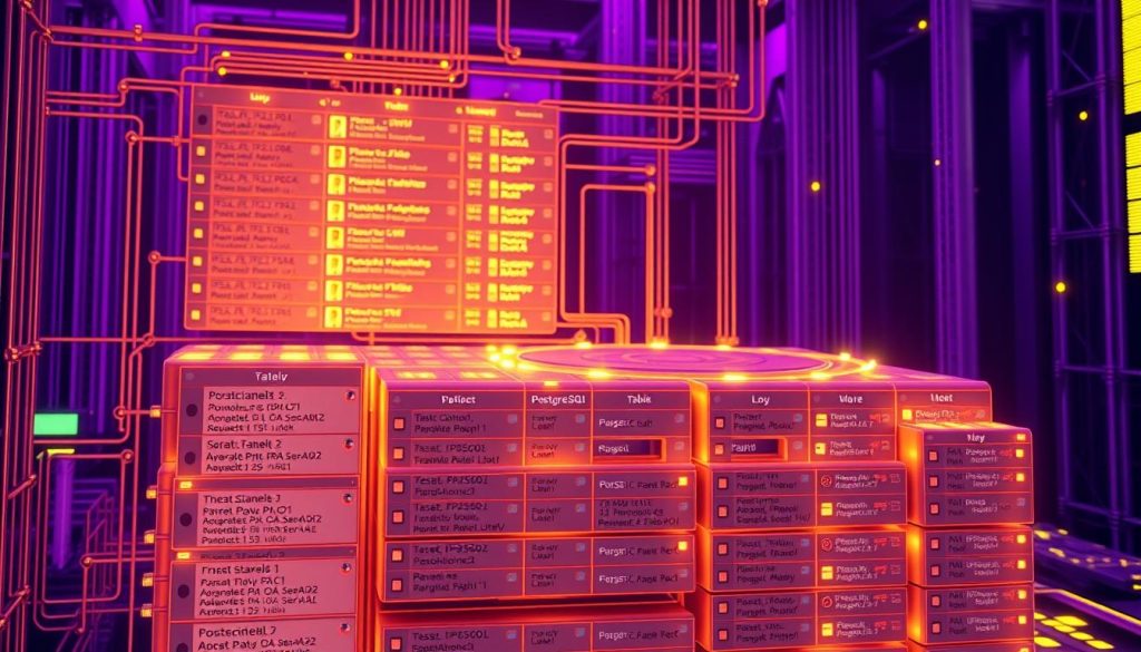 A complex database architecture with intricate partitions, illuminated by a warm, technical glow. The foreground features a detailed PostgreSQL database schema, its tables neatly divided into logical segments. The middle ground showcases the inner workings of the partitioning system, with dynamic data flows and efficient indexing mechanisms. In the background, a regal, Royal Purple hue envelops the scene, conveying a sense of authority and enterprise-grade reliability. The overall composition reflects the careful planning and strategic implementation of partitions, a crucial aspect of optimizing PostgreSQL performance. A complex database architecture with intricate partitions, illuminated by a warm, technical glow. The foreground features a detailed PostgreSQL database schema, its tables neatly divided into logical segments. The middle ground showcases the inner workings of the partitioning system, with dynamic data flows and efficient indexing mechanisms. In the background, a regal, Royal Purple hue envelops the scene, conveying a sense of authority and enterprise-grade reliability. The overall composition reflects the careful planning and strategic implementation of partitions, a crucial aspect of optimizing PostgreSQL performance.