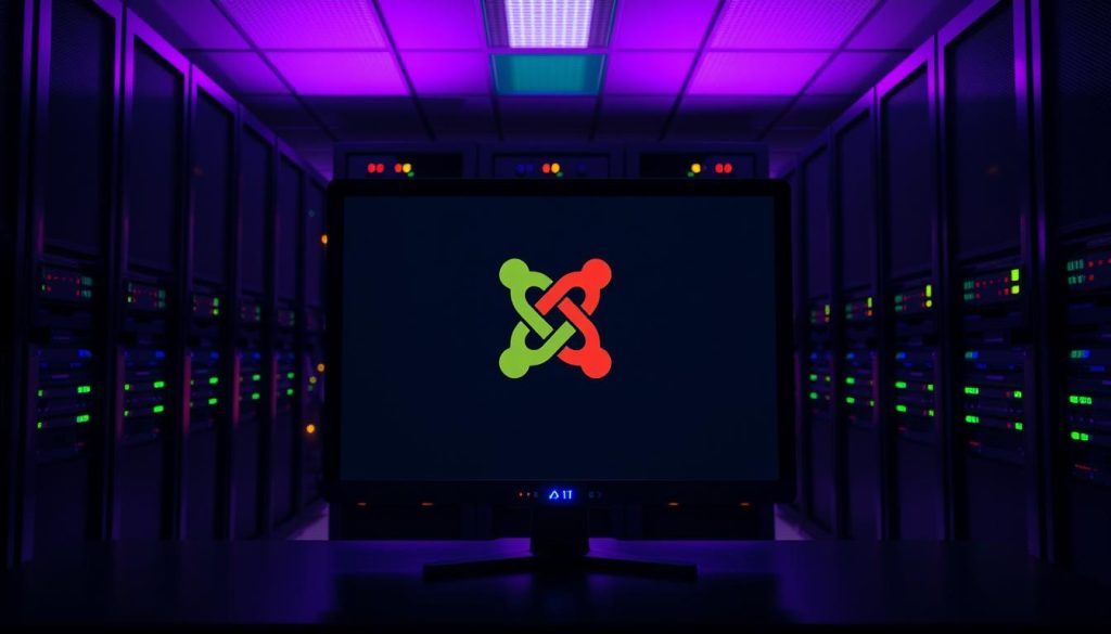 A serene and well-organized server room, dimly lit with a warm, regal purple glow. In the foreground, a sleek and modern desktop computer displays the Joomla logo, its interface elegantly integrated with the MariaDB database management system. The background showcases a neatly arranged rack of servers, their status lights blinking in sync, creating a sense of technological harmony. The scene conveys a professional, enterprise-level deployment of the content management solution, ready to power dynamic web experiences. A serene and well-organized server room, dimly lit with a warm, regal purple glow. In the foreground, a sleek and modern desktop computer displays the Joomla logo, its interface elegantly integrated with the MariaDB database management system. The background showcases a neatly arranged rack of servers, their status lights blinking in sync, creating a sense of technological harmony. The scene conveys a professional, enterprise-level deployment of the content management solution, ready to power dynamic web experiences.
