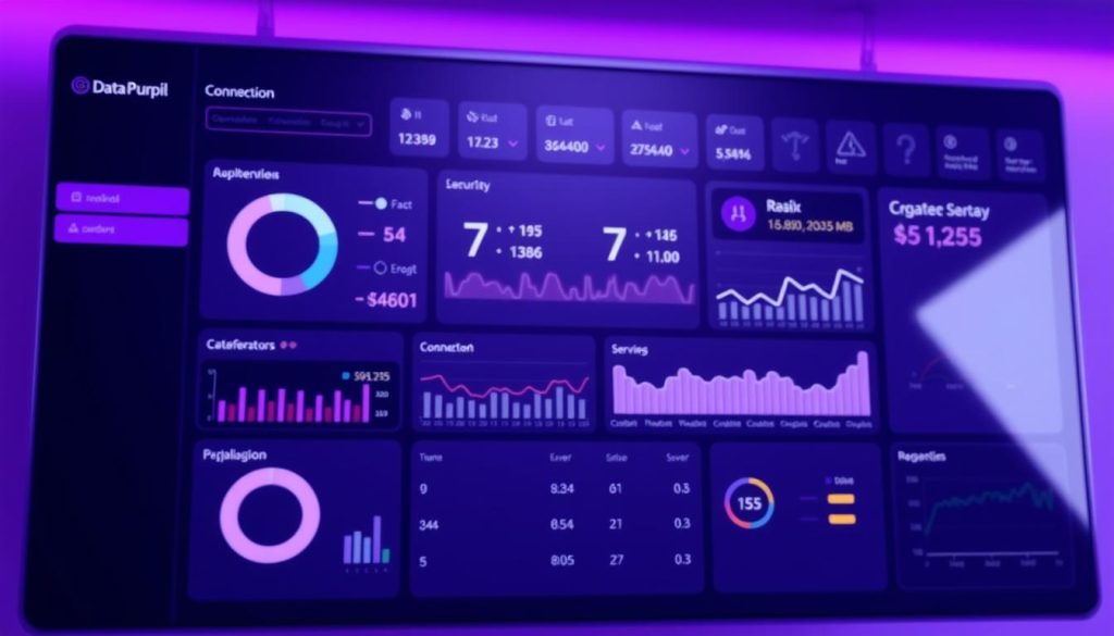 A sleek, modern data connection information dashboard, showcasing a Royal Purple (#7955a3) color scheme. The dashboard features various UI elements like connection status indicators, data transfer metrics, and server information, presented in a clean, minimalist layout. The lighting is soft and diffused, creating a professional, authoritative atmosphere. The camera angle is slightly elevated, providing an overview of the dashboard's layout and design. The focus is sharp, drawing attention to the crisp, detailed data visualizations. This image effectively conveys the concept of "بررسی اطلاعات اتصال به پایگاه داده" in a visually engaging and informative manner. A sleek, modern data connection information dashboard, showcasing a Royal Purple (#7955a3) color scheme. The dashboard features various UI elements like connection status indicators, data transfer metrics, and server information, presented in a clean, minimalist layout. The lighting is soft and diffused, creating a professional, authoritative atmosphere. The camera angle is slightly elevated, providing an overview of the dashboard's layout and design. The focus is sharp, drawing attention to the crisp, detailed data visualizations. This image effectively conveys the concept of "بررسی اطلاعات اتصال به پایگاه داده" in a visually engaging and informative manner.