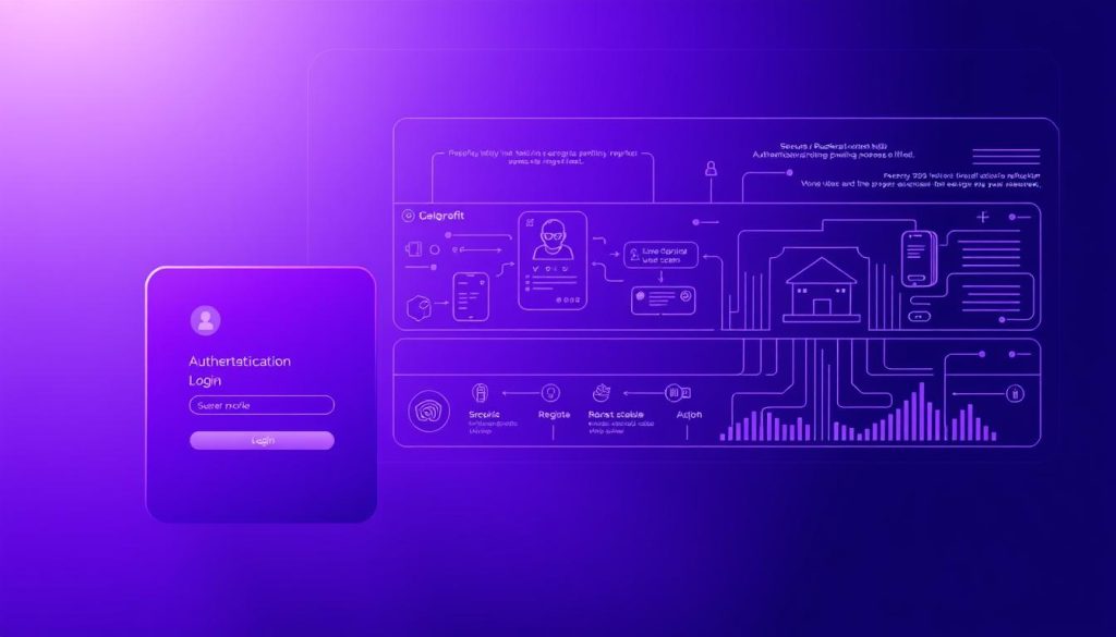 A sleek, secure, and streamlined authentication interface featuring a regal purple hue. In the foreground, a simplified user profile with intuitive login and registration forms. The middle ground showcases a series of secure identity verification steps, including biometric scans and multi-factor authentication. The background depicts a meticulously crafted data visualization, highlighting the robust and scalable infrastructure powering the authentication process. Crisp lighting and a minimal, modern aesthetic convey the efficiency and reliability of this open-source backend solution. A sleek, secure, and streamlined authentication interface featuring a regal purple hue. In the foreground, a simplified user profile with intuitive login and registration forms. The middle ground showcases a series of secure identity verification steps, including biometric scans and multi-factor authentication. The background depicts a meticulously crafted data visualization, highlighting the robust and scalable infrastructure powering the authentication process. Crisp lighting and a minimal, modern aesthetic convey the efficiency and reliability of this open-source backend solution.