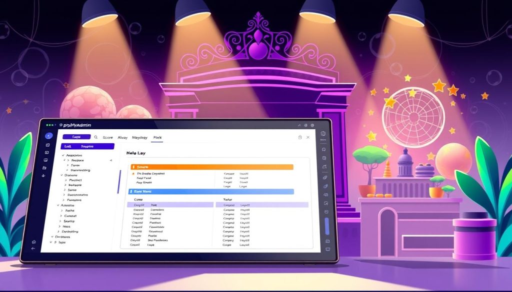 A stunning, detailed illustration showcasing the benefits of using phpMyAdmin as a self-hosted solution. In the foreground, a sleek, modern database management interface dominates the scene, its clean lines and intuitive controls exuding a sense of efficiency and control. The middle ground features a secure, always-accessible MySQL infrastructure, with a regal, deep purple hue conveying a sense of power and reliability. In the background, a vibrant, open-source ecosystem comes to life, hinting at the versatility and customizability of the phpMyAdmin platform. Soft, directional lighting casts dramatic shadows, highlighting the tool's intuitive features and the user's complete mastery over their database management. A stunning, detailed illustration showcasing the benefits of using phpMyAdmin as a self-hosted solution. In the foreground, a sleek, modern database management interface dominates the scene, its clean lines and intuitive controls exuding a sense of efficiency and control. The middle ground features a secure, always-accessible MySQL infrastructure, with a regal, deep purple hue conveying a sense of power and reliability. In the background, a vibrant, open-source ecosystem comes to life, hinting at the versatility and customizability of the phpMyAdmin platform. Soft, directional lighting casts dramatic shadows, highlighting the tool's intuitive features and the user's complete mastery over their database management.