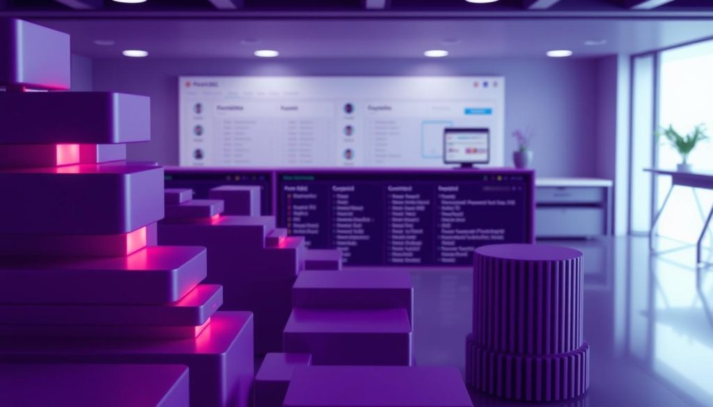 A serene and intricate PostgreSQL administrative interface, bathed in the regal tones of Royal Purple (#7955a3). Elegant database tables and columns occupy the foreground, their structures illuminated by soft, directional lighting. In the middle ground, a meticulously detailed dashboard showcases user permissions and access levels, while the background blurs into a clean, minimalist workspace, hinting at the broader PostgreSQL ecosystem. The overall atmosphere is one of precision, professionalism, and a touch of sophistication - a visual representation of the power and nuance inherent in managing PostgreSQL access controls.