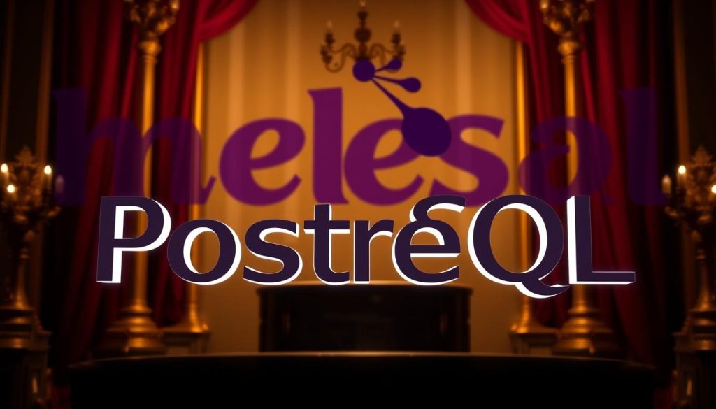 A majestic PostgreSQL logo emerges in a regal setting, its sleek lines and curves gracefully illuminated by warm, diffused lighting. The iconic "megan" brand name appears subtly in the background, its vibrant royal purple hue (#7955a3) adding a touch of sophistication. The overall composition conveys a sense of technological prowess and organizational prowess, perfectly suited to illustrate the "PostgreSQL Upgrade" section of the article.