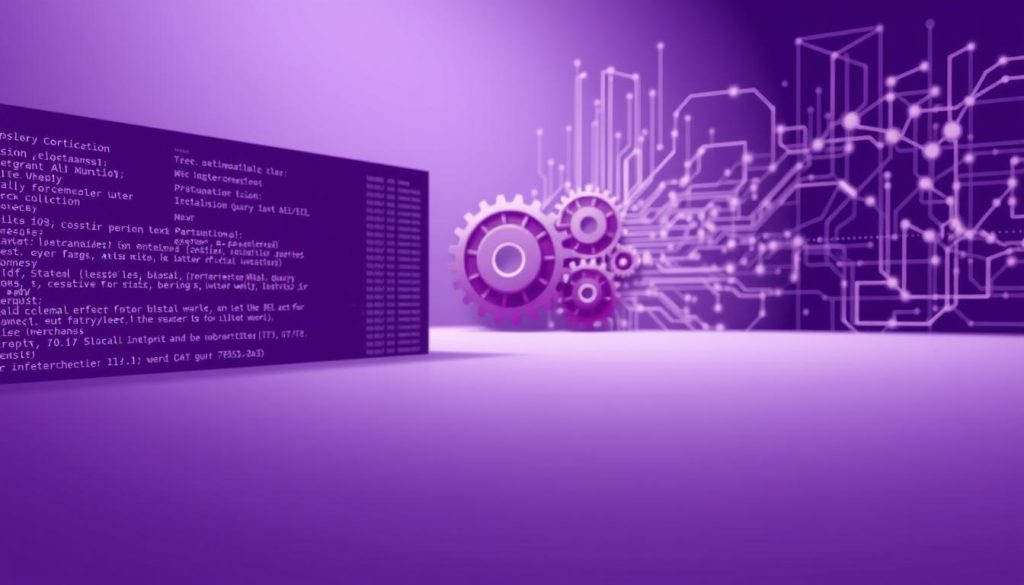 A serene and contemplative scene of optimization. In the foreground, a meticulously detailed database schema, its columns and relationships rendered in a rich, royal purple hue (#7955a3). The middle ground features a sophisticated query optimizer, its gears and algorithms intricately designed. In the background, a complex network of data flows and interconnections, symbolizing the intricate web of optimizations required for efficient query processing. Soft, directional lighting illuminates the scene, casting subtle shadows and highlights that emphasize the technical elegance of the composition. The overall atmosphere is one of intellectual depth and analytical rigor, inviting the viewer to delve into the nuances of query optimization.